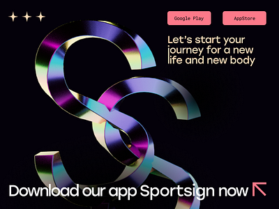 Landing page 3d graphic design landing neon sport