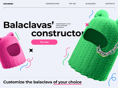 Balaclava constructor 3d design graphic design illustration landing