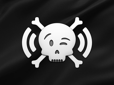 Pirate Radio Logo crossbones flag network pirate podcast radio skull