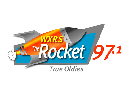 WXRS 97.1 The Rocket Rado Station logo 97.1 rado rocket station. the wxrs