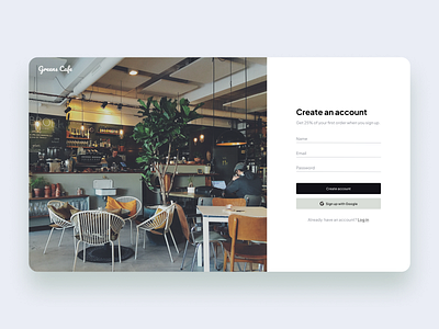 Greens Cafe – Sign-up Page | UI Challenge Day #1 design healthy lifestyle login minimal signup ui user experience user interface ux web