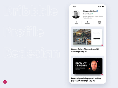 Dribbble Profile – Mobile Redesign