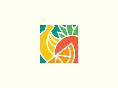 Fruit Box banana box fruit logo mark orange square symbol