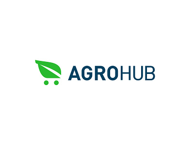 Agrohub food fresh icon leaf logo mark shopping shopping cart supermarket