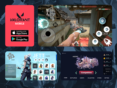 Valorant Mobile Game Design arcane game jett lol mobile riot ui valorant