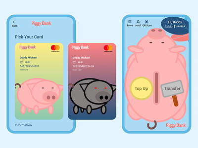 Digital Bank Payment Wallet App Piggy Bank bank coin design digital illustration mobile payment piggy ui ux wallet