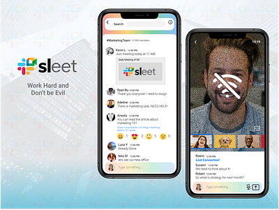 Sleet ( Slack x Google Meet ) - Company Chat & Video Call app chat company coorporate design google meet meeting mobile slack ui ux video call