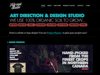 Harvest Studio - Homepage design web