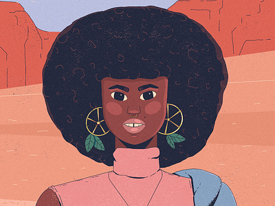 Girl #2 afro challenge character character design earrings facetober illustration lemons mountains