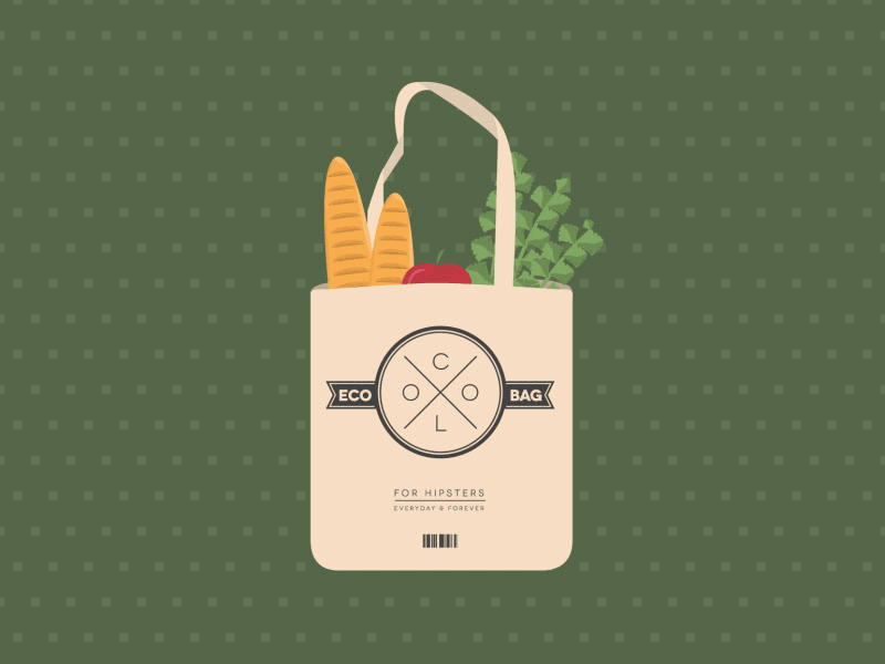 Hipster bag animation apple bag baguette cool food gif parsley pattern