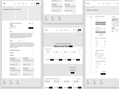 Zeit Time Travel Desktop Wireframes