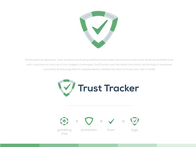 Logo design for Trust Tracker checkmark chip design gambling green logo minimal tracker trust