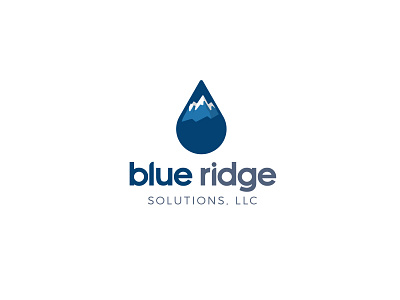 Blue Ridge Solutions, LLC Logotype blue branding design drop icon logo mountains typography vector water