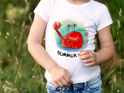 malouli.Art & kids design "summer crab" digital art digital illustration graphic design illustration