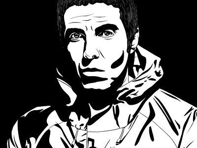 Liam Gallagher applepencil blackandwhite illustration ipad pro ipadproart liam gallagher oasis procreate