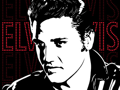 Elvis Presley blackandwhite design illustration ipadproart music procreate