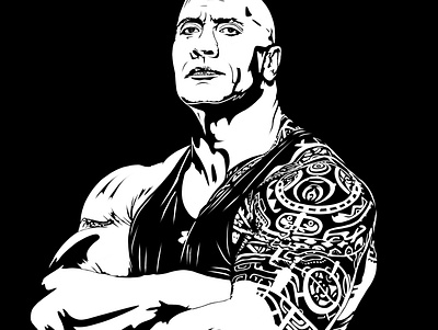 Dwayne ‘The Rock’ Johnson blackandwhite design illustration ipadproart procreate the rock wrestling wwe