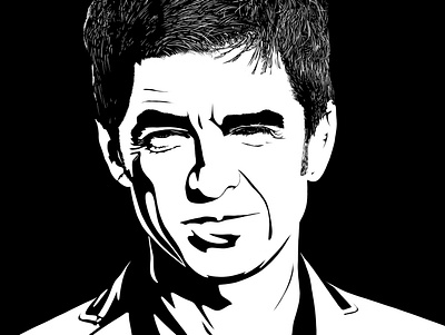 Noel Gallagher blackandwhite design illustration ipadproart music procreate