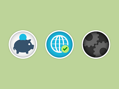 Website graphics, pt 2 check circle gears globe icons piggie bank web graphics