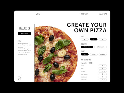 Pizza constructor graphic design ui web design