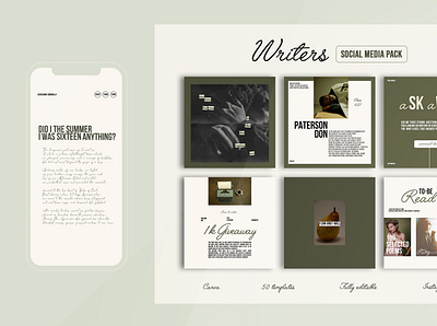 Writers Social Media Pack instagram social media writer writer canva writer instagram