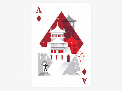 Ace of Diamonds ace art cards illustration red vector