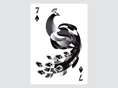 Peacock bird black cards peacock playing seven white