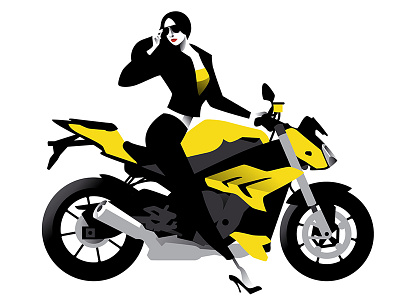 Girl on the bike bike girl illustration vector yellow