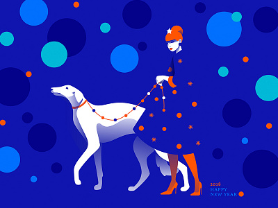 Happy Holidays! 2018 blue dog girl holidays new orange winter year