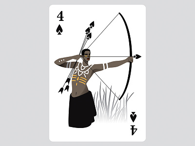 4 of spades africa archery art black cards illustration