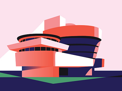 Solomon R. Guggenheim architechture modern museum pink vector vector art