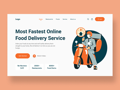 Food Delivery Hero Section burger clean delivery delivery app ecommerce food food and drink food delivery food delivery service food order graphic design header hero header landing page restaurant app typography uiux web web design website