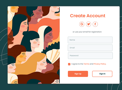 Sign Page app branding design feminism girls illustration login page red sign in sign page sign up ui ux vector world