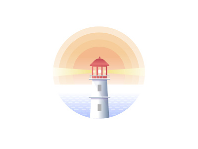 Lighthouse dream flat flat design illustration light lighthouse mood ocean sea sun water