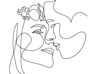 Custom one line drawing. One line portrait from photo.