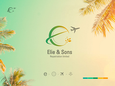 Elie & Sons Repatriation Logo advertising branding company funeral graphic design island logo design plane repatriation travelling