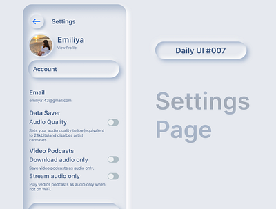Daily UI Challenge Day 007 : Setting Page app branding dailyui design illustration logo typography ui ux vector
