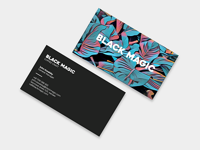 Business Card: Black Magic brand identity branding business card cafe card coffee design flowers modern print stationery