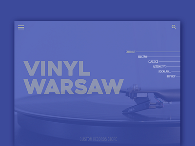 Website: Vinyl Warsaw blue clean design homepage menu minimal music simple ui ux web website