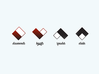 Icons: Playing Cards black clean design gradient icon logo minimal playing cards red suits symbol vector