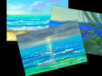 Summer backgrounds beach bundle digital art digital landscape environment art illustration nature ocean procreate scenery sea summer tropical
