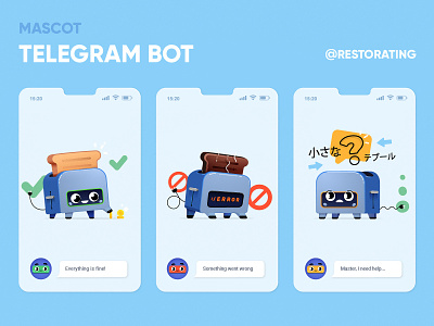 Mascot for telegram bot bot character graphic design mascot telegram toaster