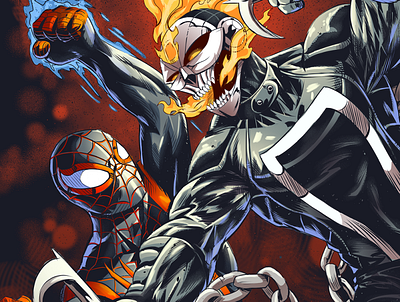 Spidey VS Ghost Rider comicart ghostrider marvel marvelcomics spiderman spidey