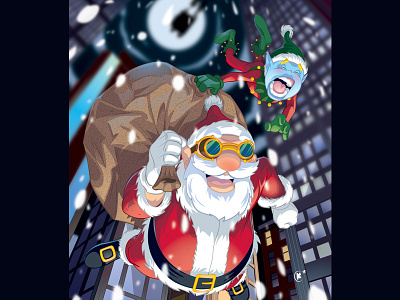 hohoHOOO!!! art digital digitalart elf illustration santa santaclaus