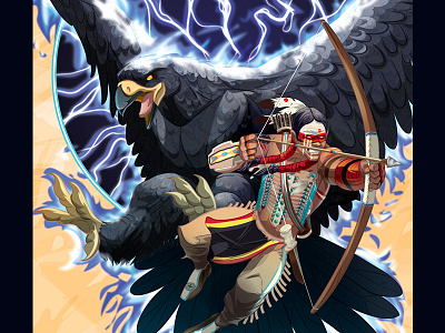 The Warrior and the Thunderbird arrow bird bow indian native american thunderbird tribal tribe