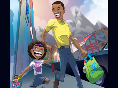 Day out with Daddy cartoon cartooning design digital art illustration