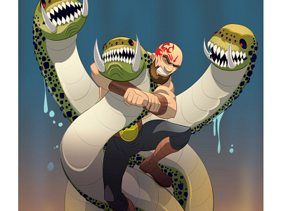 Wrasslin' with the Hydra creature hercules hydra monster myth mythology serpent snake wrestling