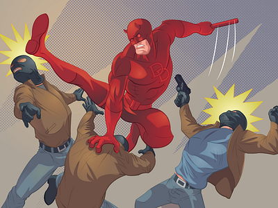 Daredevil kickin' ass daredevil marvel netflix superhero vector