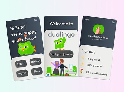 Duolingo App Redesign app design graphic design ui