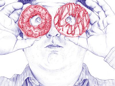 Sweet Horizons ballpoint bic binocular donut editorial fast food freehand hand drown illustration inspiration pen portrait
